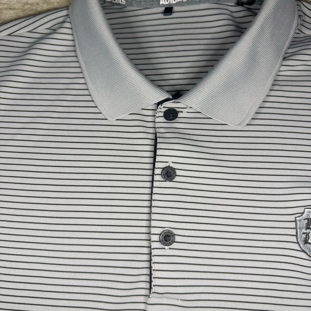 Adidas Loch Lloyd Golf Polo Gray Striped Country Club Men’s Large Kansas City